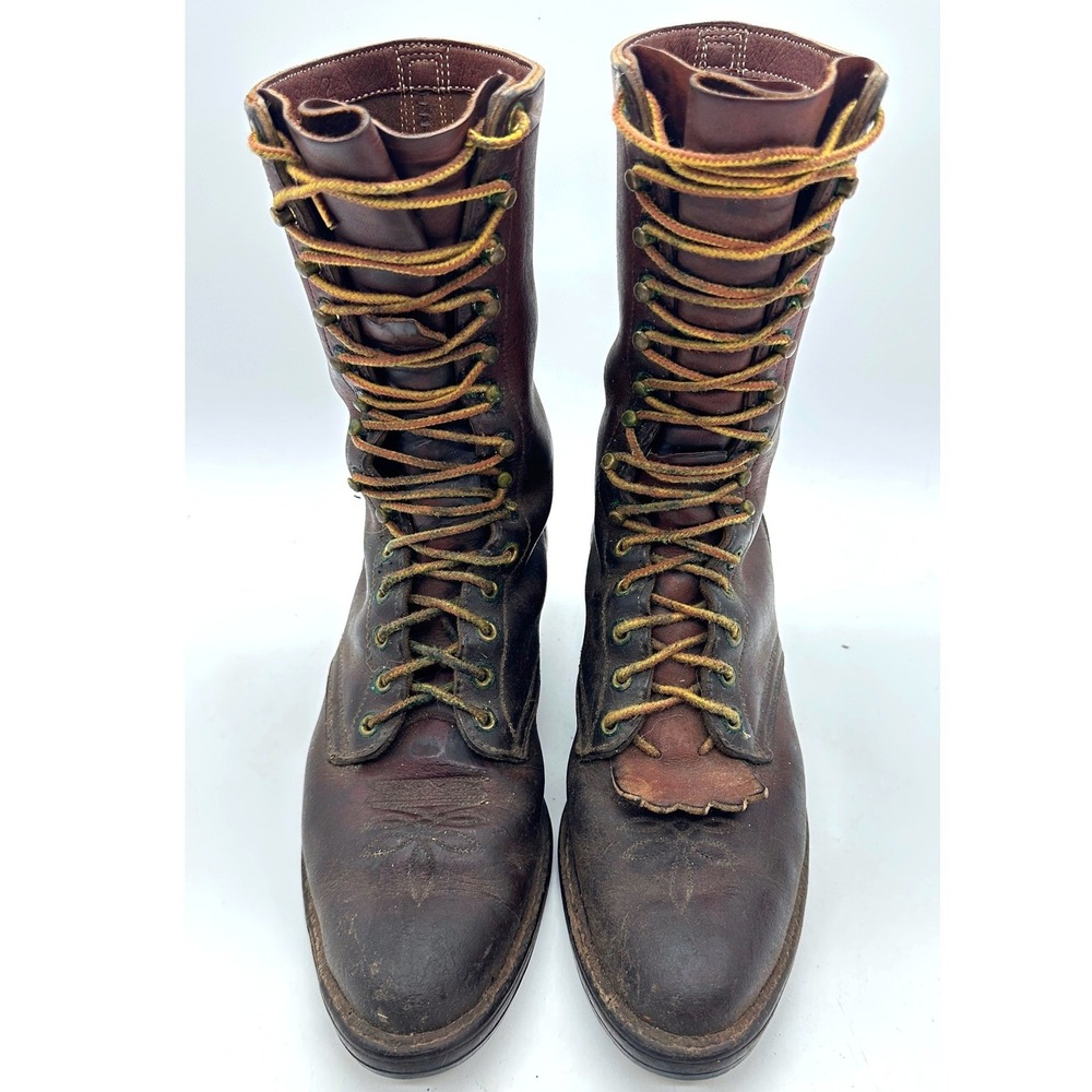 Vintage White's Hathorn Custom Packer Logger Boots Brown Leather Fits Mens 7 USA